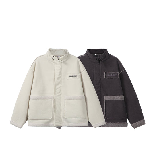 Unisex Kurz geschnittener Cordblouson mit Teddybesatz und Funnelkragen Shop Nory