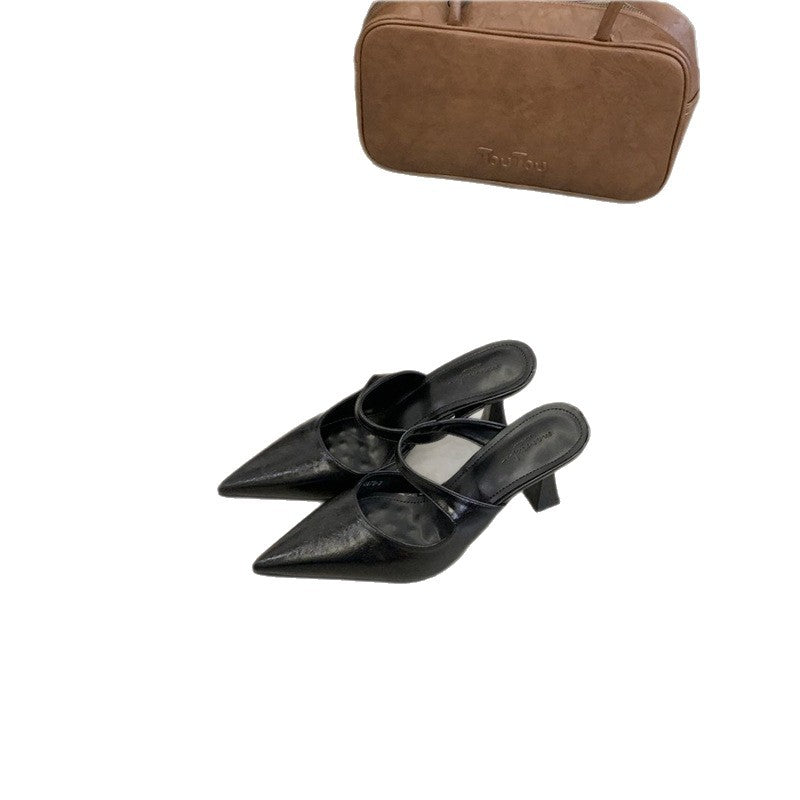 Damen Spitz zulaufende Mule mit Fersenriemchen und skulpturiertem mittelhohem Absatz Shop Nory