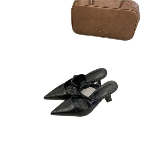 Damen Spitz zulaufende Mule mit Fersenriemchen und skulpturiertem mittelhohem Absatz Shop Nory