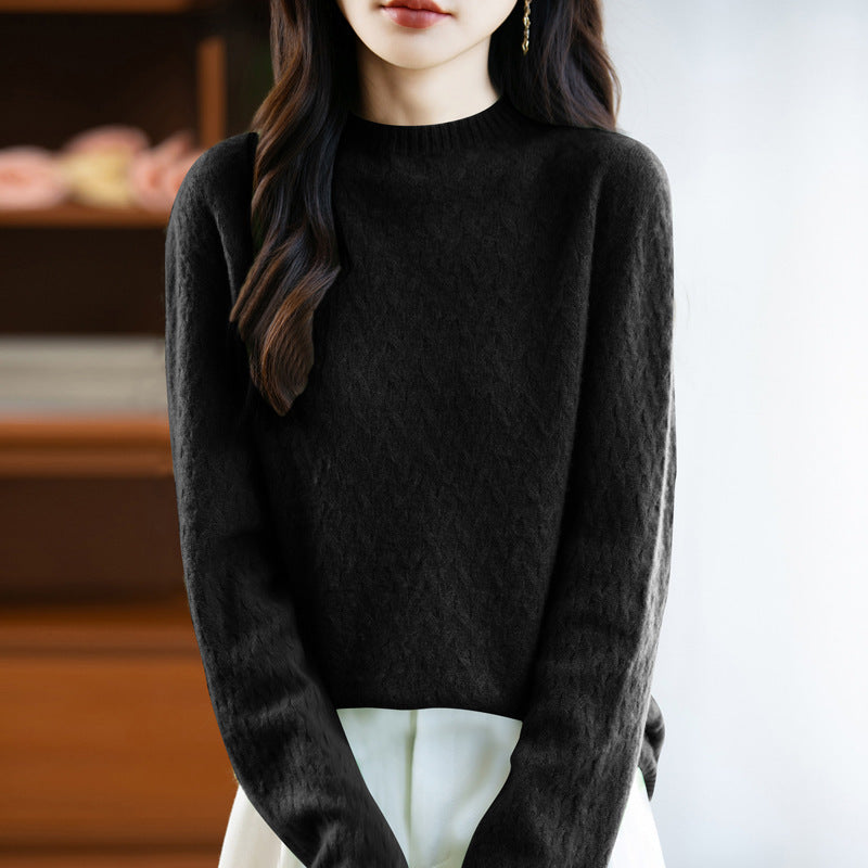 Damen Weicher Feinstrick‑Pullover mit kurzem Mockneck, leichter Mohair‑Optik und entspannter Silhouette Shop Nory