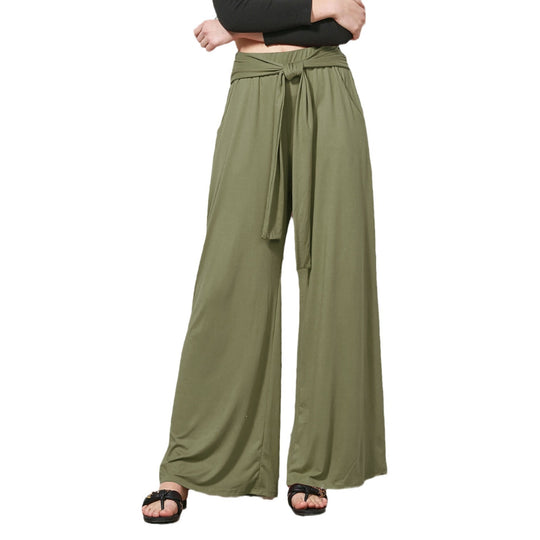Damen Weite Jersey-Hose mit hohem Bund und Bindegürtel Shop Nory