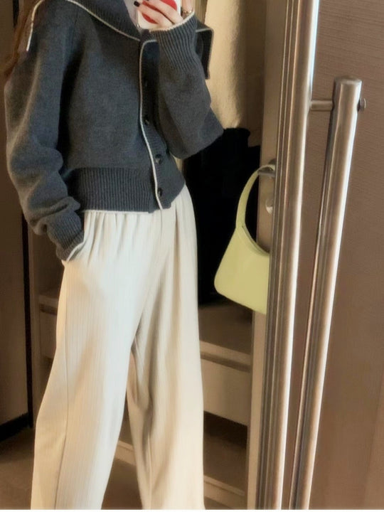 Damen Strickcardigan mit übergroßem Matrosenkragen und kontrastkante Shop Nory