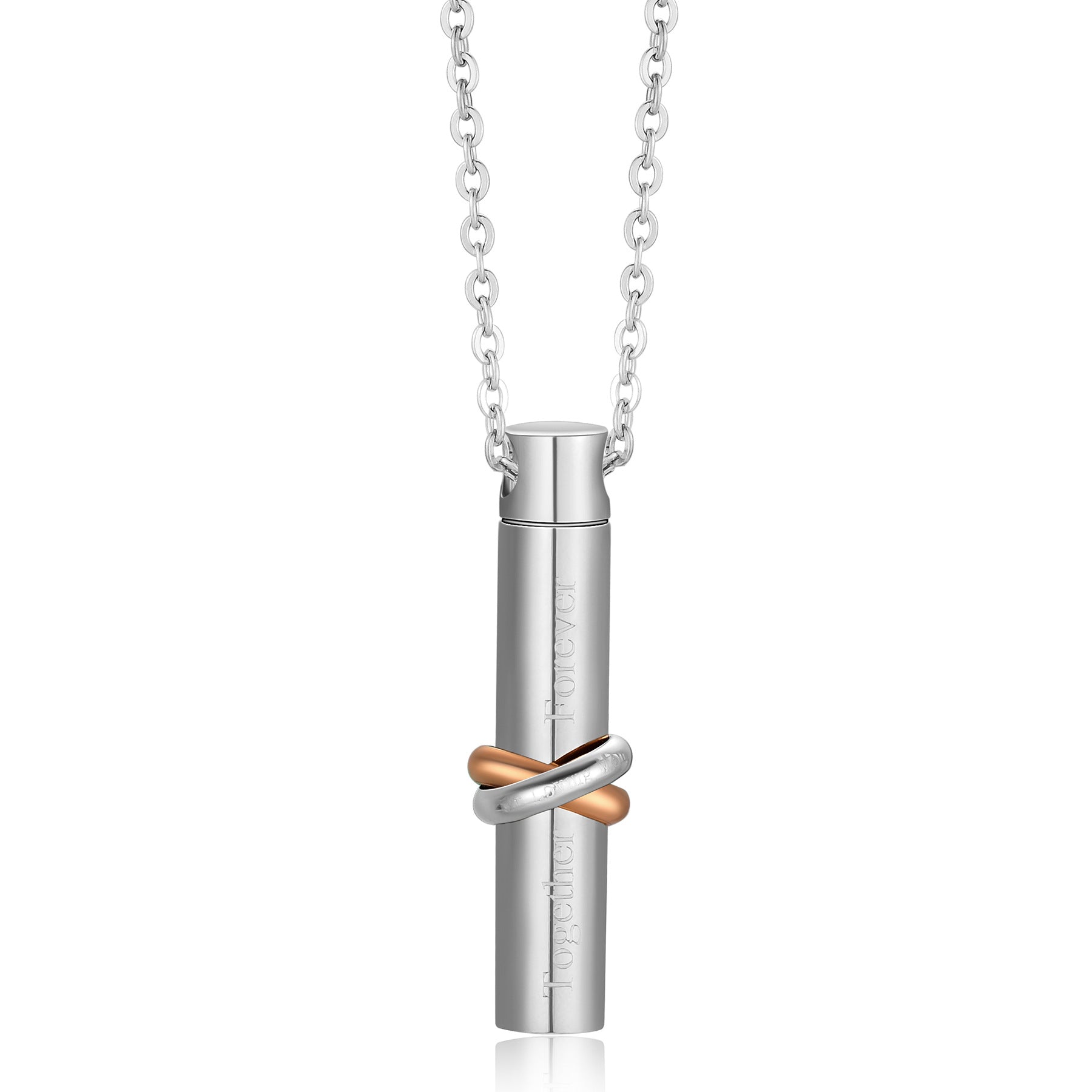 Damen Edelstahl Medaillon Halskette mit doppeltem Bindemotiv Shop Nory
