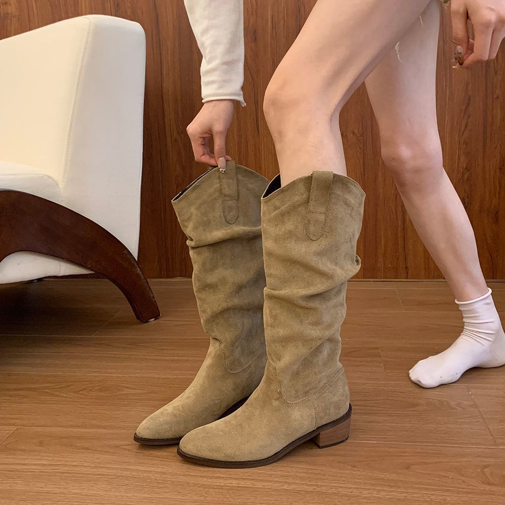 Damen Hohe Wildleder-Stiefel mit elegantem Design