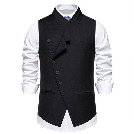 Herren elegante Anzugweste mit asymmetrischem Kragen und modernen Akzenten