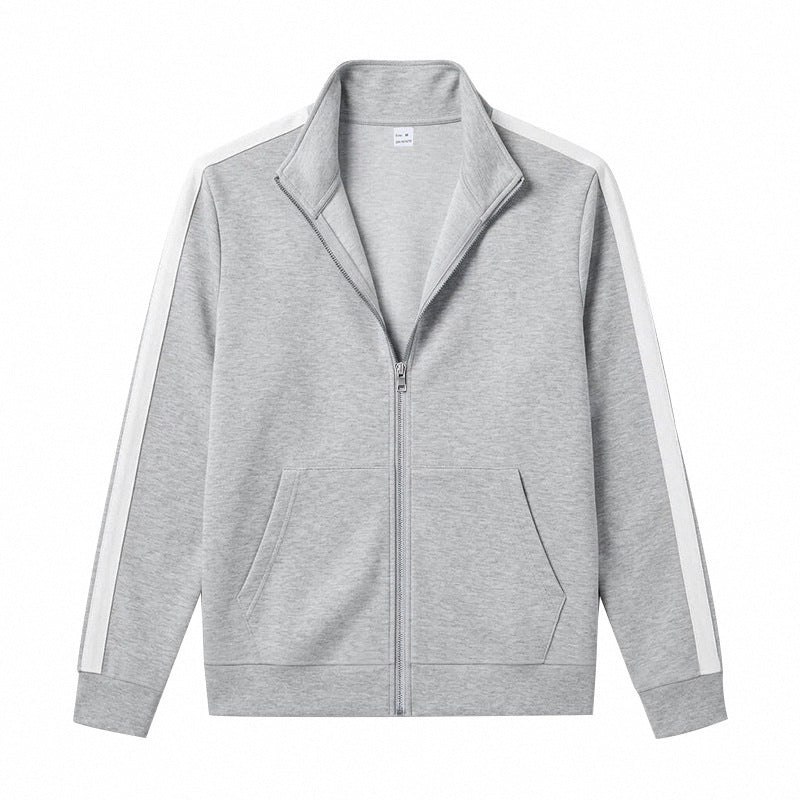 Herren Sportliche Zip-Trackjacke mit Stehkragen, Kontraststreifen an den Ärmeln und Kängurutaschen Shop Nory