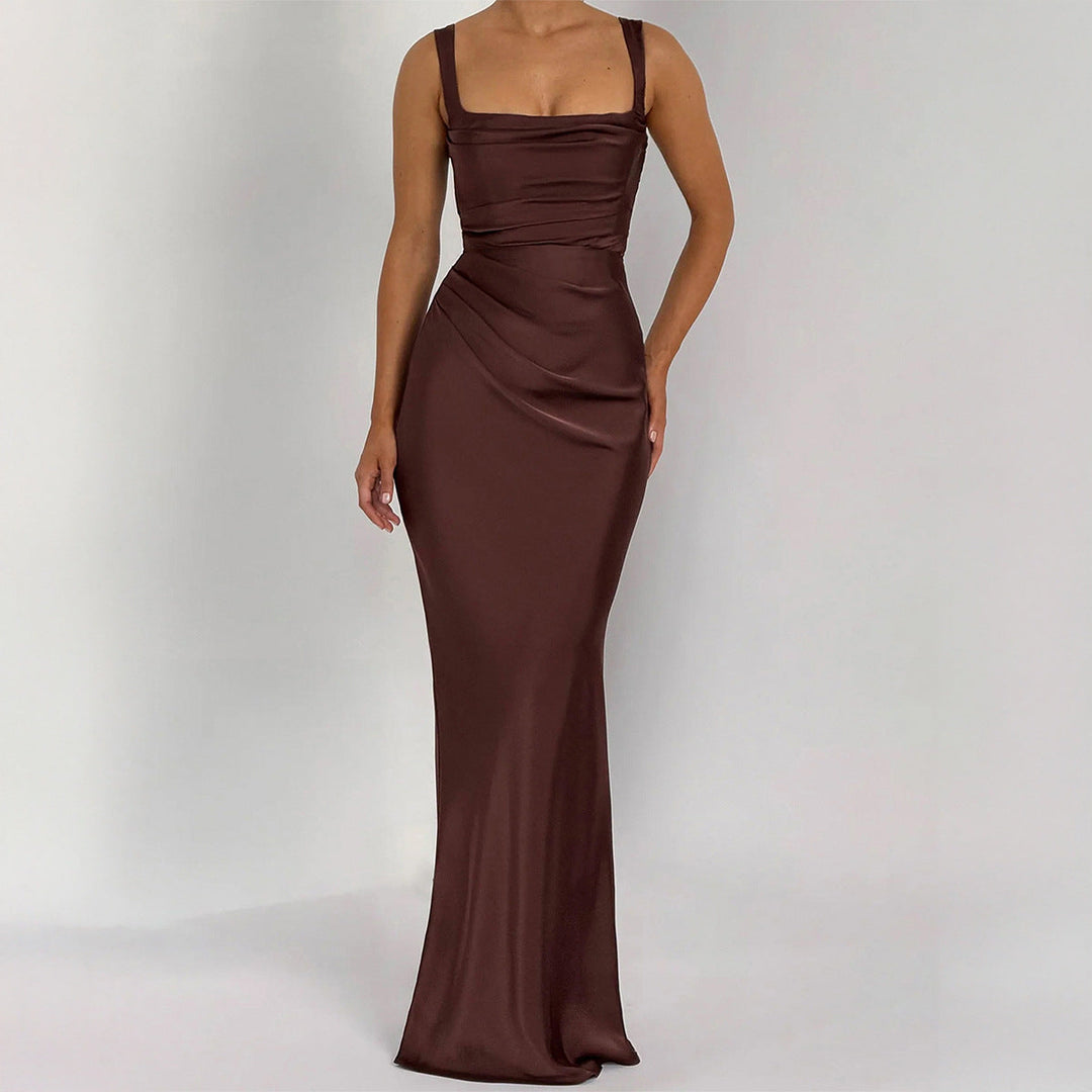Damen Maxikleid mit elegantem Quadrat-Ausschnitt und figurformendem Design