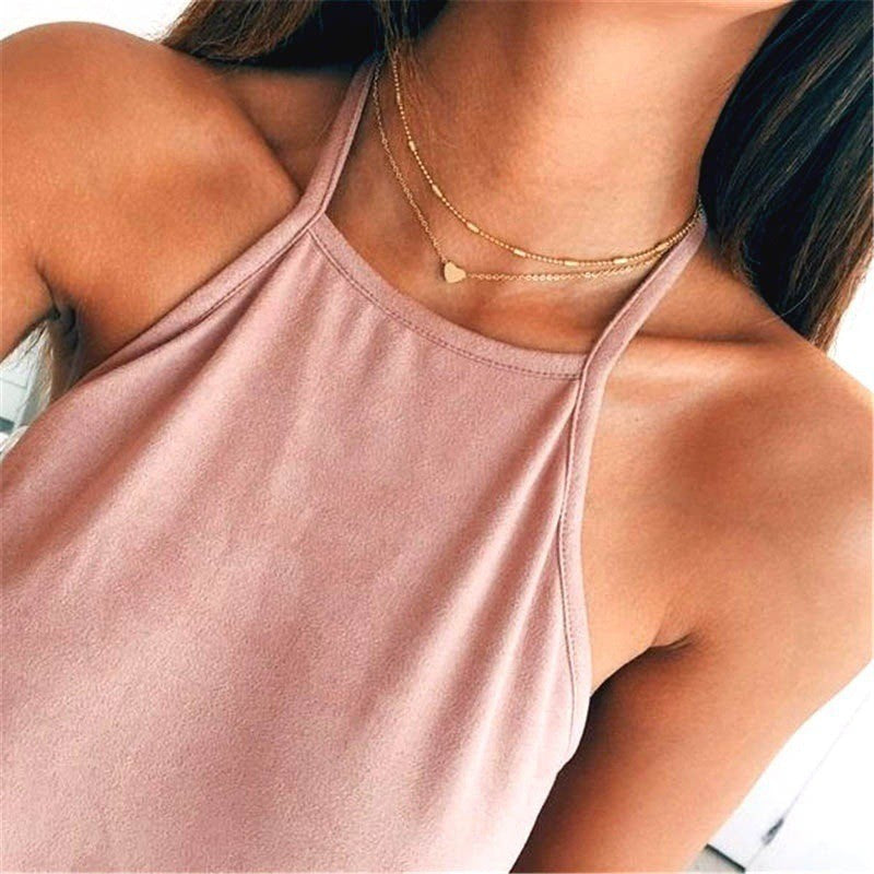 Damen Halskette mit eleganten Perlen und zarten Herzanhängern Shop Nory