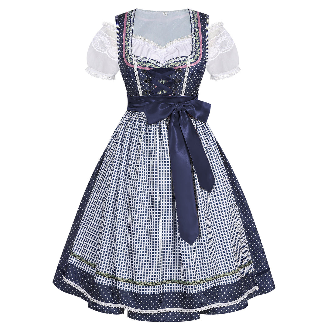 Damen nan traditionelles Trachten-Dirndl mit geschnürter Corsage, Spitzenärmeln und schwingendem Tellerrock Shop Nory