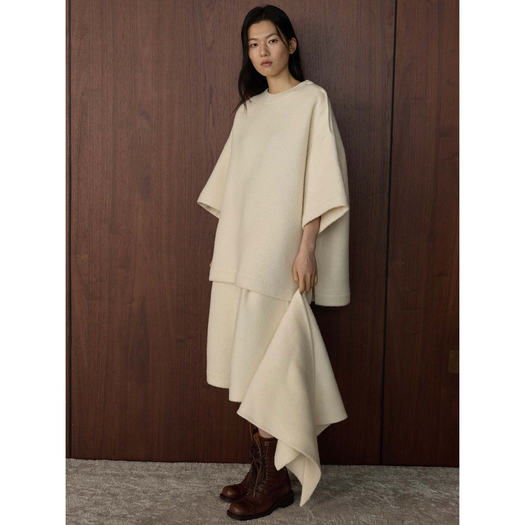 Damen Cape-Poncho aus Wollmix mit überlappendem Loop-Kragen Shop Nory