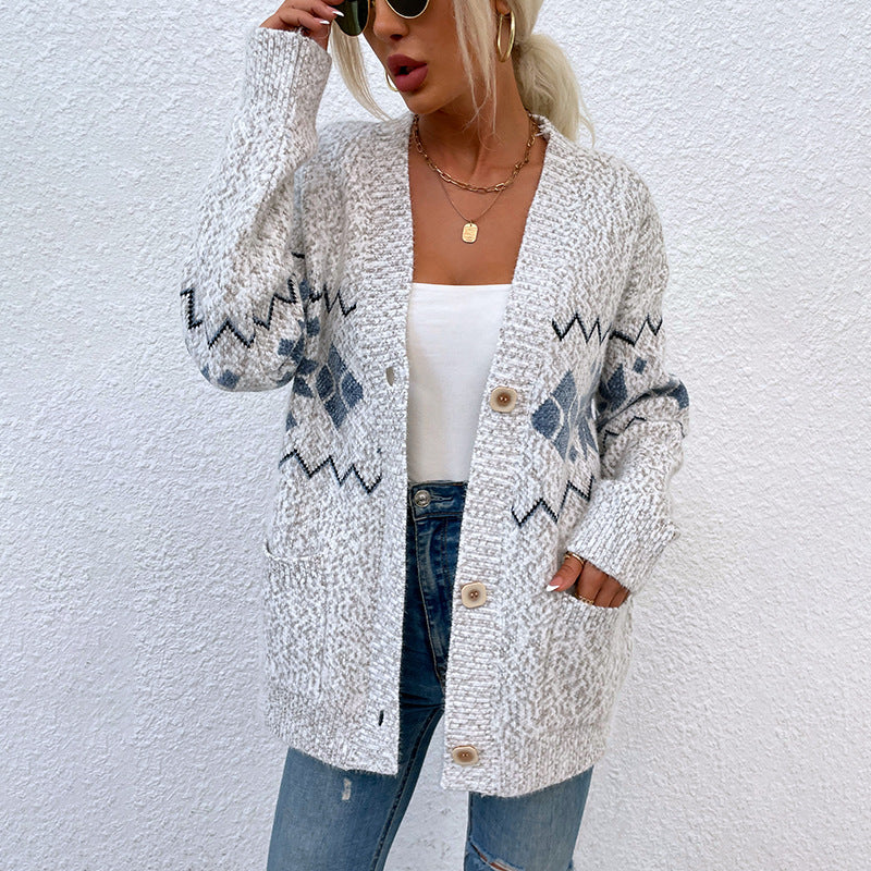 Damen Strickjacke mit klassischem Muster Shopnory