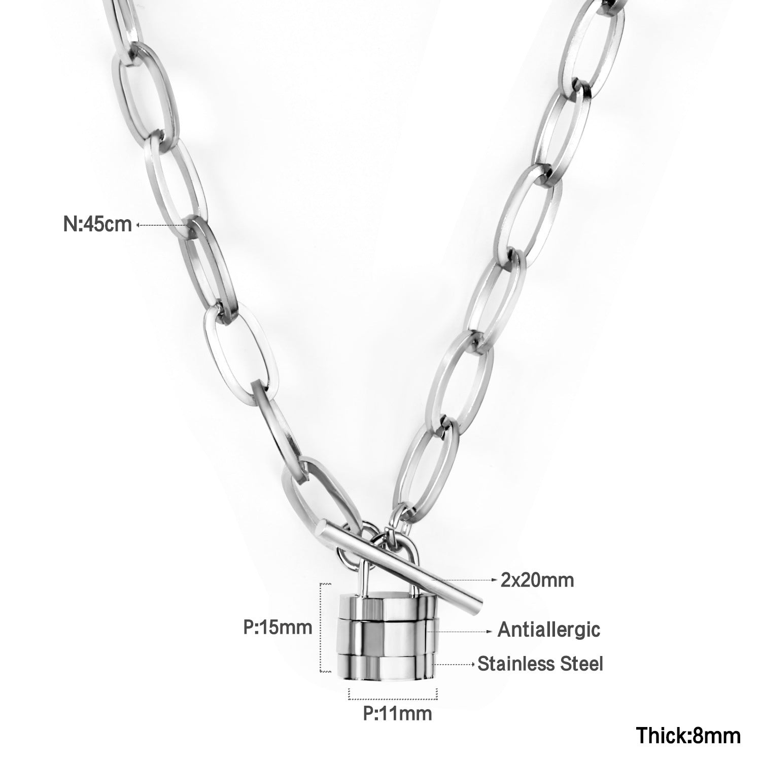 Damen Edelstahl Kette mit herzförmigem Anhänger und elegantem Toggleverschluss Shop Nory