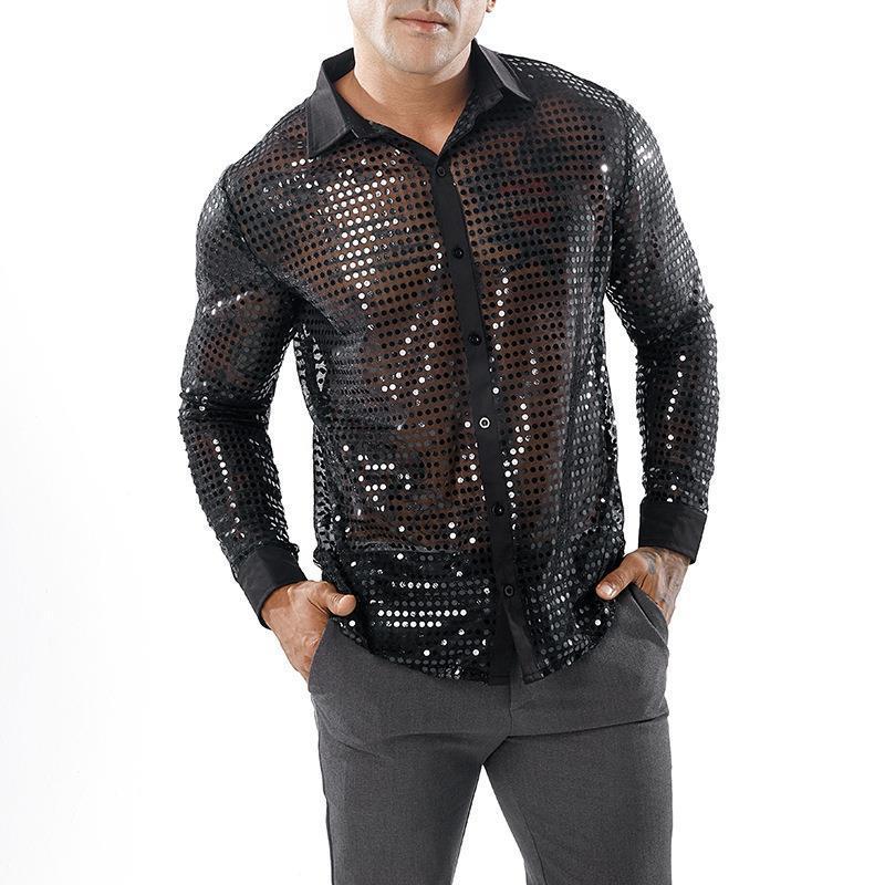 Herren Glänzendes Partshirt mit Strassmotiven