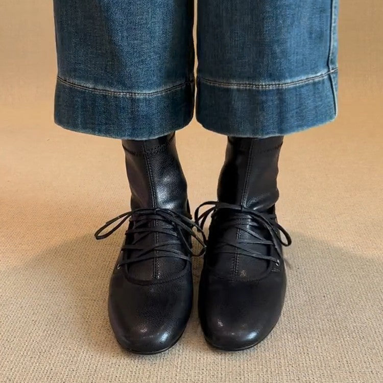 Damen zeitlose Ankle Boots mit hohem Schaft und eleganter Schnürung