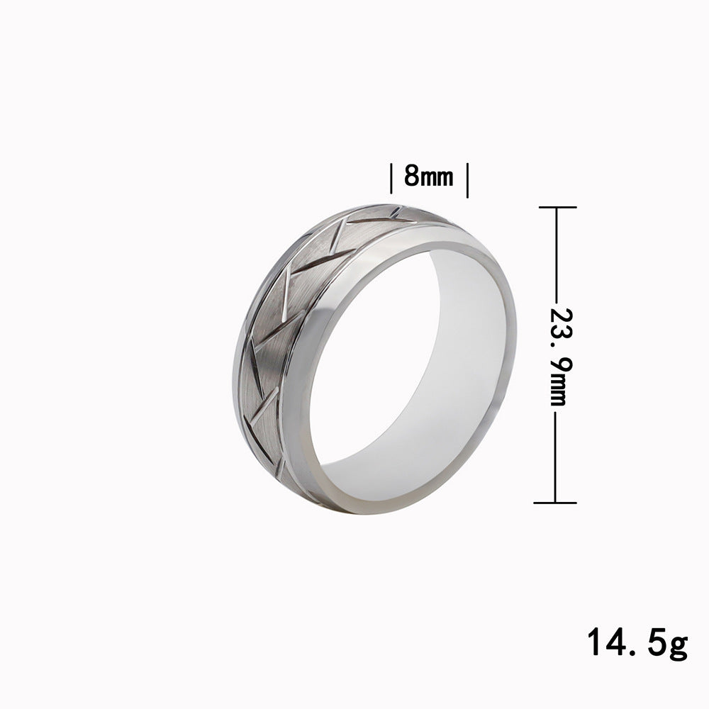 Herren modischer Edelstahlring mit strukturierter Oberfläche Shop Nory