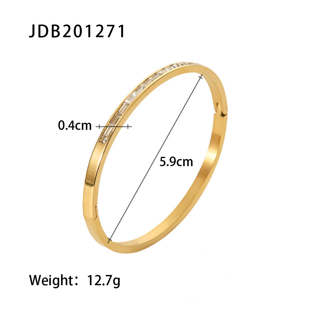 Damen Armreif mit elegantem Zirkonia-Besatz aus hochwertigem Edelstahl Shop Nory