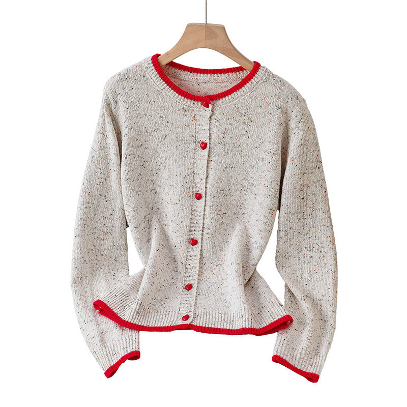 Damen Verspielter Strickcardigan mit Herzknöpfen Shop Nory