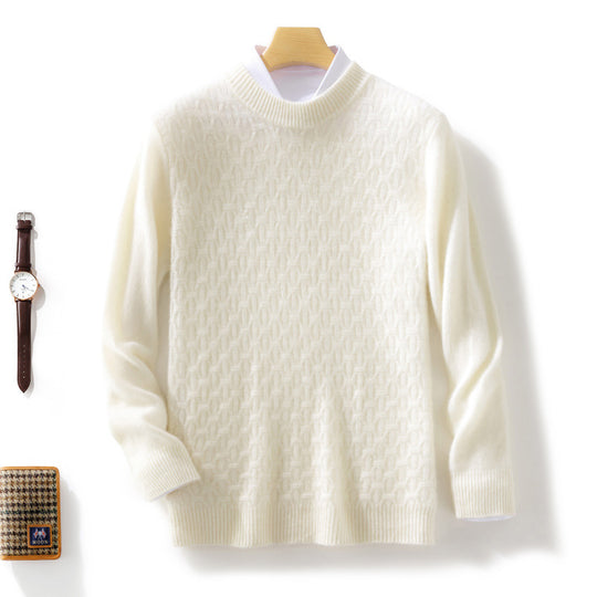 Damen Strukturierter Mockneck-Pullover im Kaschmir‑Look mit geometrischer Wabenstruktur Shop Nory