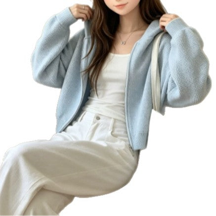 Damen Bequemer Strick-Hoodie mit Reißverschluss Shop Nory