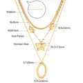 Damen mehrlagige Halskette mit goldplattierten Schmetterlingsanhängern und eleganten Edelstahl-Details Shop Nory