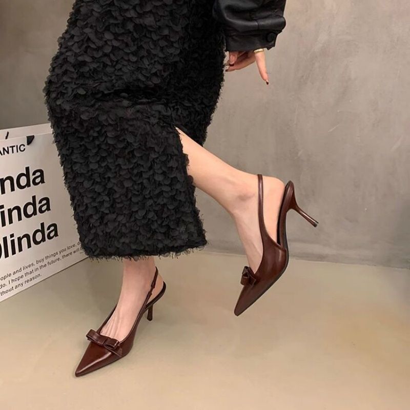 Damen elegante Slingback-Pumps mit zarter Schleifenverzierung