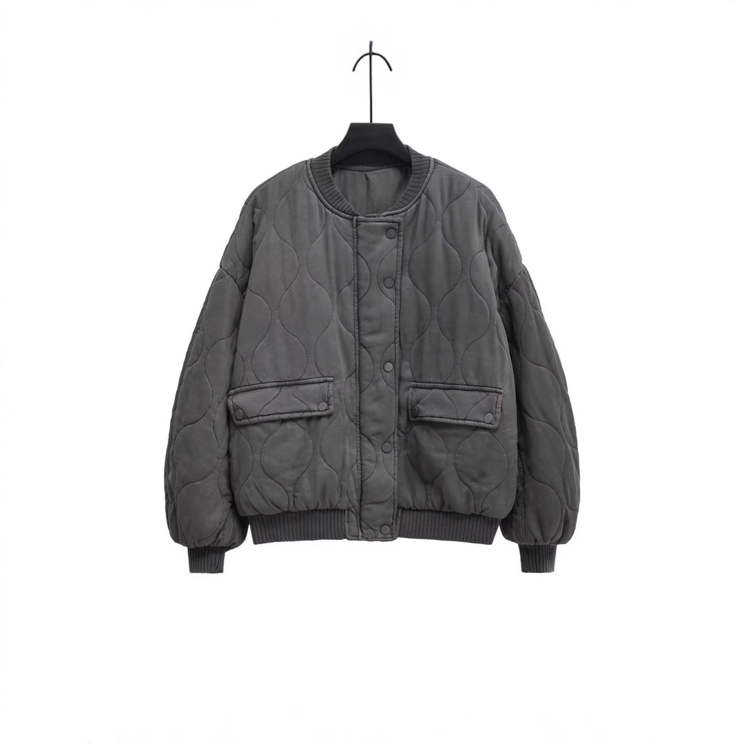 Damen Stepp-Bomberjacke mit organischer Steppung und Druckknopffront Shop Nory