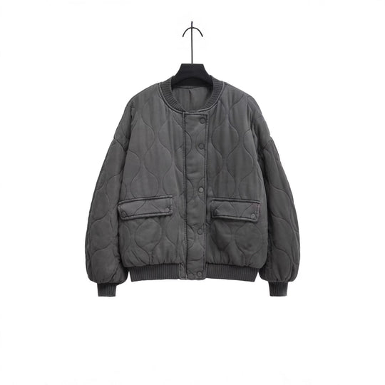 Damen Stepp-Bomberjacke mit organischer Steppung und Druckknopffront Shop Nory