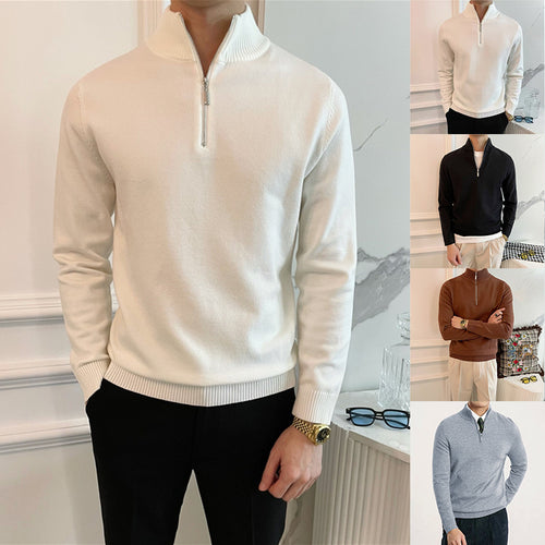 Herren Eleganter Pullover mit Stehkragen und Reißverschluss Shop Nory