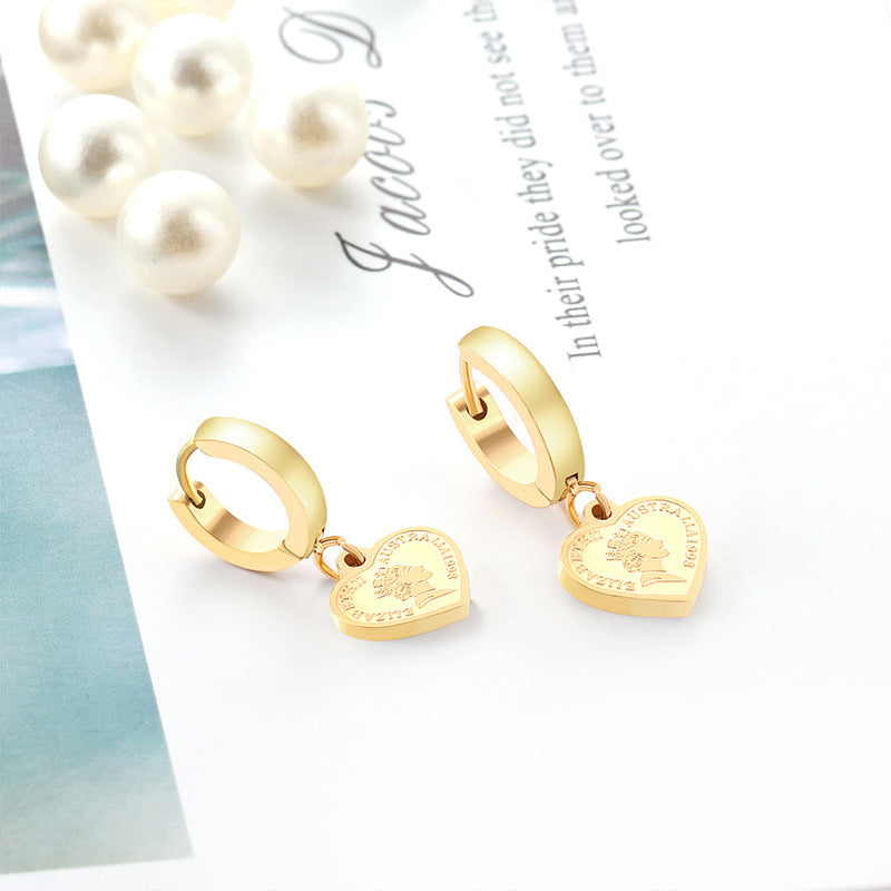 Damen Hängende Ohrstecker mit Herz-Anhänger aus hochwertigem Edelstahl Shop Nory
