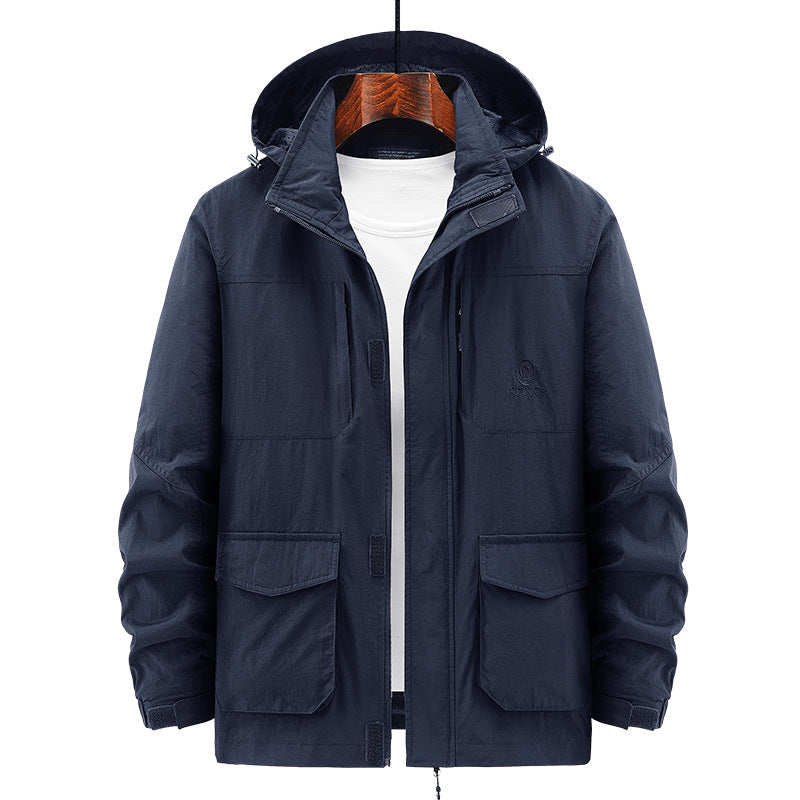Herren Leichte Utility-Jacke mit Kapuze Shop Nory