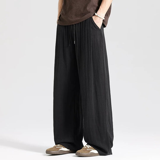 Herren Weite Leinenhose im Oversize-Stil mit Kordelzug und Seitentaschen Shop Nory