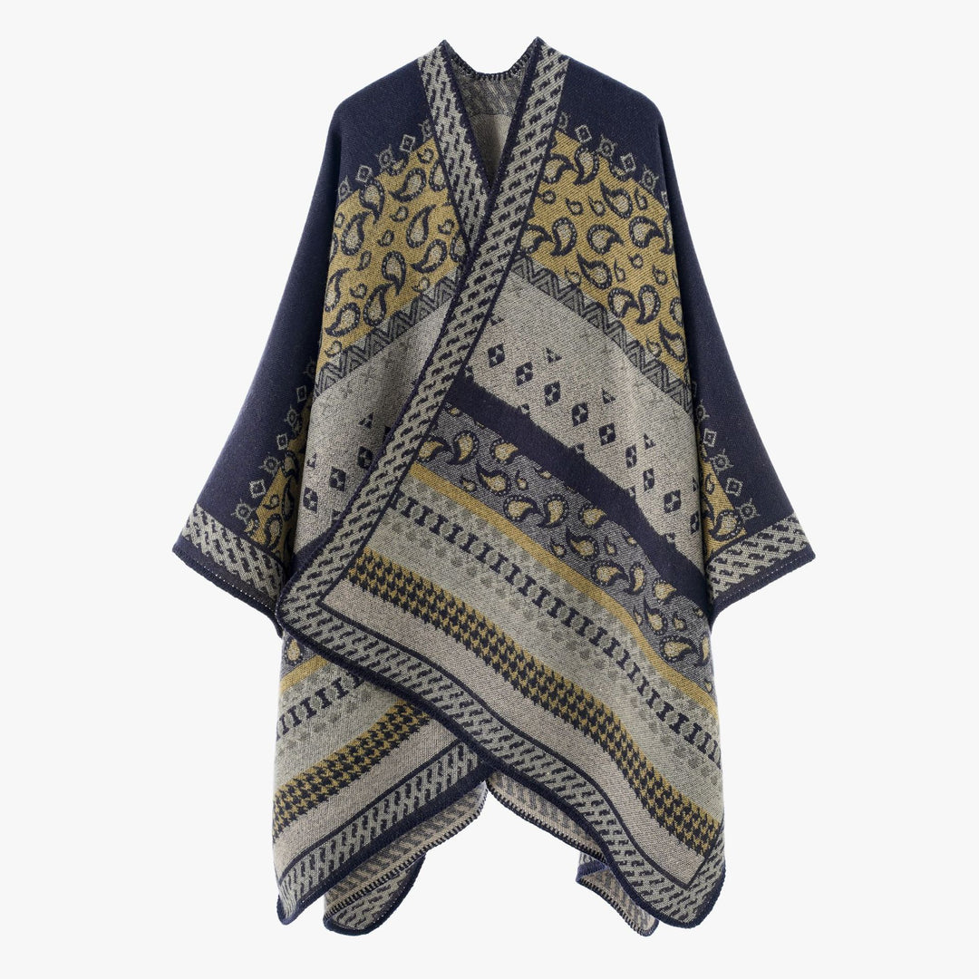 Damen Strickcape im Paisley‑Jacquard mit asymmetrischem Saum Shop Nory