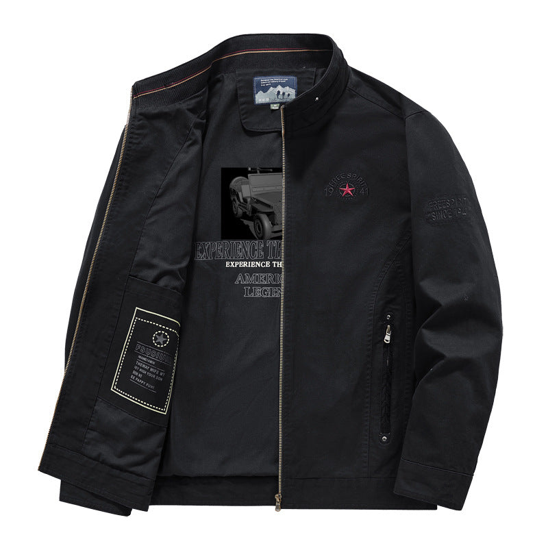 Herren Leichte Übergangsjacke mit Stehkragen, Frontreißverschluss und Innengrafik Shop Nory