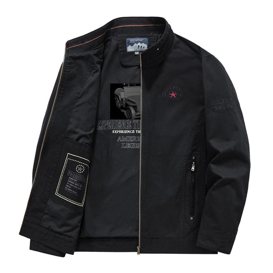 Herren Leichte Übergangsjacke mit Stehkragen, Frontreißverschluss und Innengrafik Shop Nory
