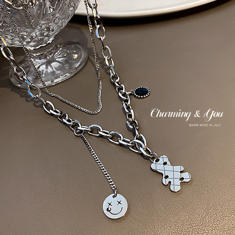 Damen Stimmungsvolle Halskette mit mehrlagigem Ketten-Design und einzigartigen Anhängern Shop Nory