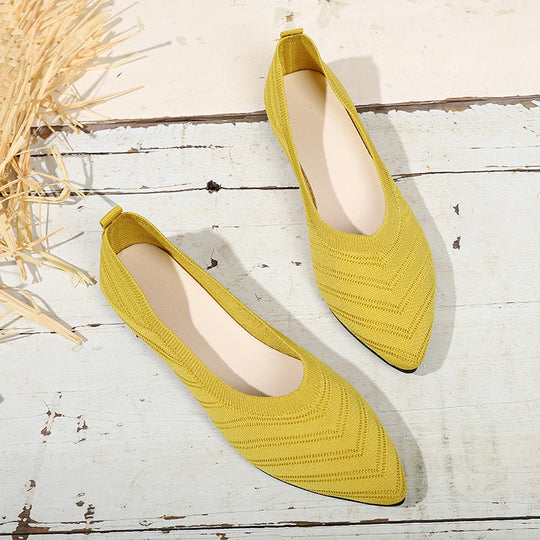 Damen elegante Ballerinas aus atmungsaktivem Strickmaterial