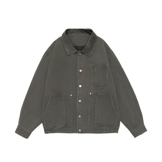 Herren Boxy-Canvas-Fieldblouson mit Druckknopfleiste und großen Utility‑Taschen Shop Nory