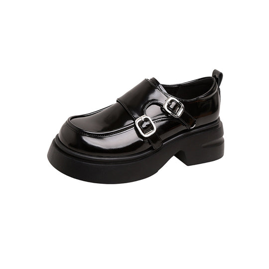 Damen Chunky Patent-Monkstrap-Loafer mit doppelter Schnallenapplikation und Plateau-Sohle Shop Nory