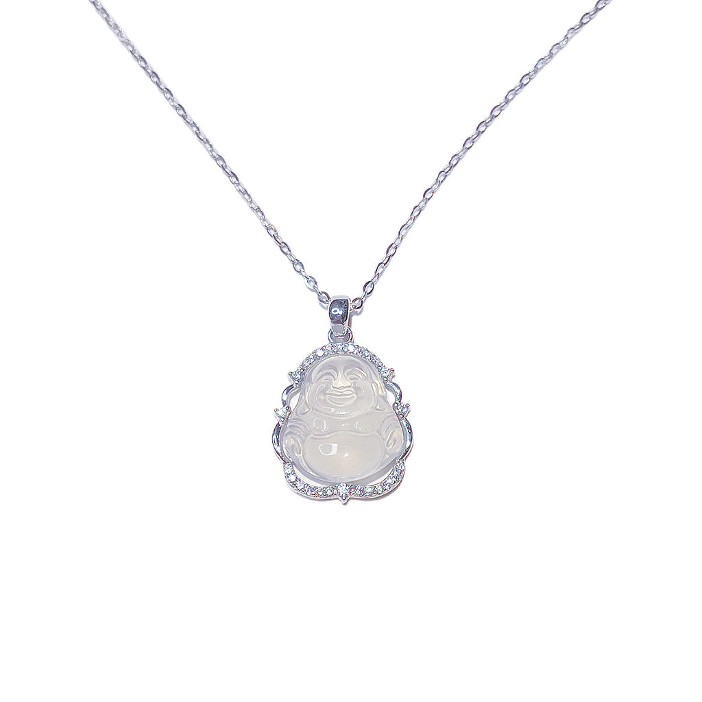 Damen Halskette mit kunstvollem Buddha-Anhänger und strahlenden Zirkonia Shop Nory