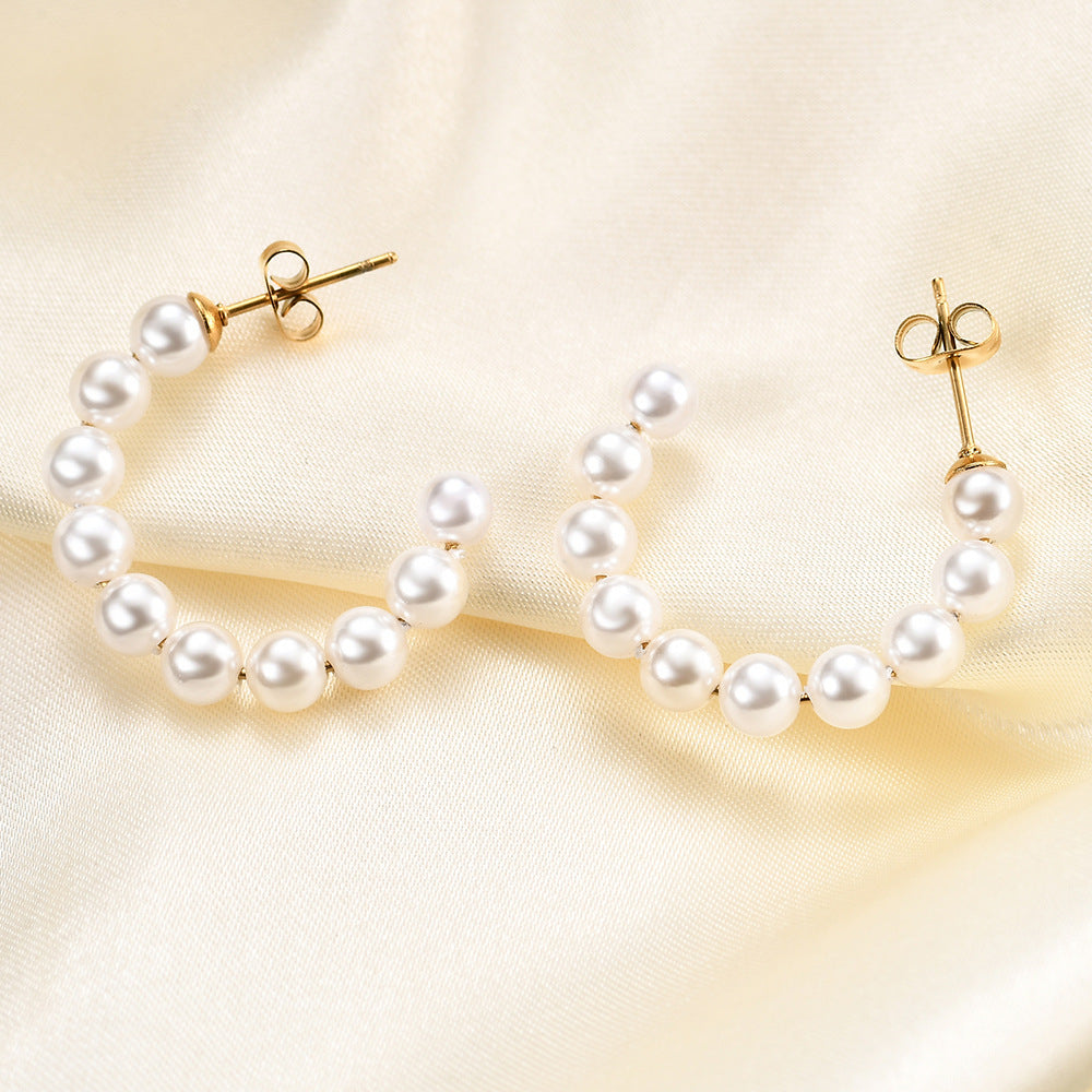 Damen Creolen mit Perlenbesatz Shop Nory