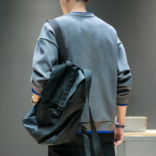 Herren Relaxed-Sweatshirt mit kontrastpaspelierten Bündchen und Clean-Rundhals Shop Nory
