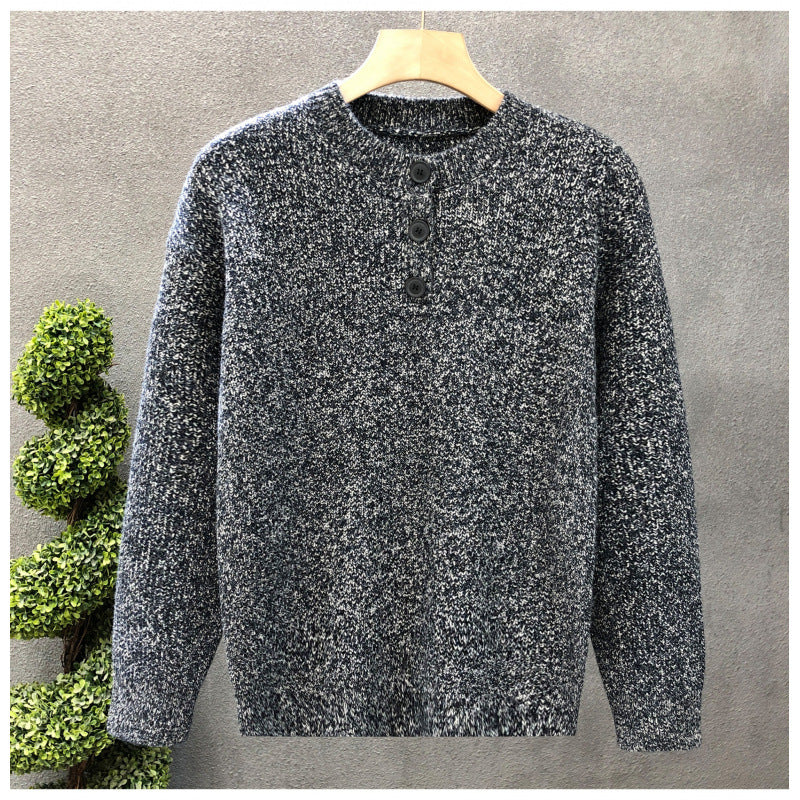 Herren Komfortabler Rippstrick-Halbknopfpullover mit Rundhalsausschnitt und legerer Passform Shop Nory