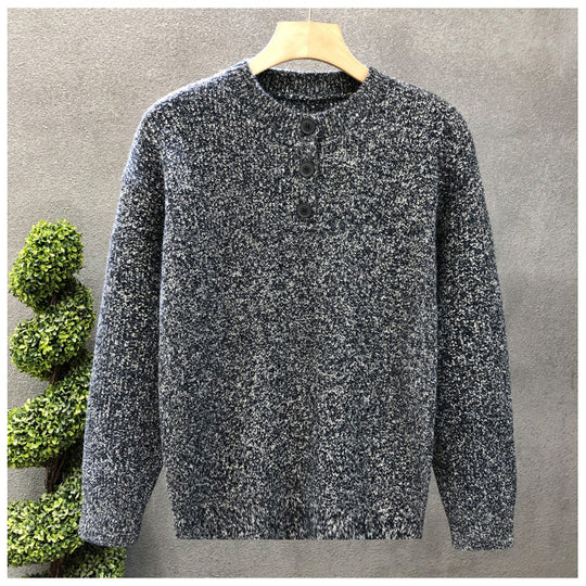 Herren Komfortabler Rippstrick-Halbknopfpullover mit Rundhalsausschnitt und legerer Passform Shop Nory