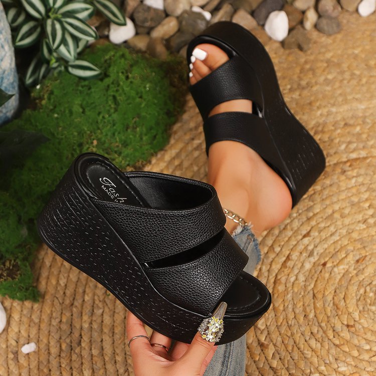 Damen Plateau-Sandalen mit breiten Riemen und rutschfester Sohle Shopnory