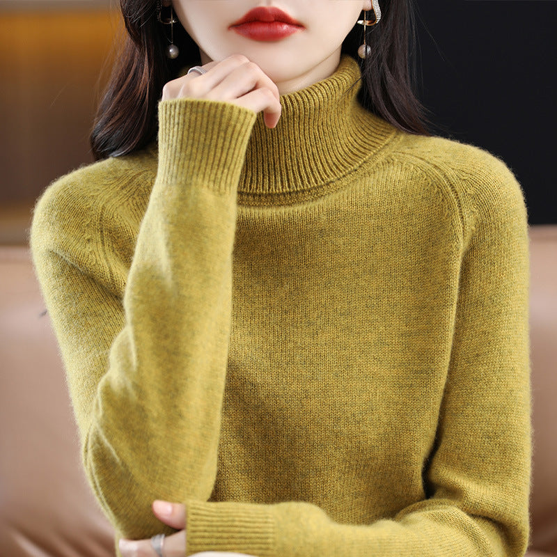 Damen Weicher Hochkragen-Pullover aus flauschigem Wollmix mit Raglanärmeln Shop Nory