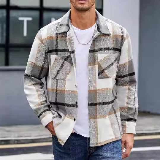 Herren lässige Karomuster Hemdjacke