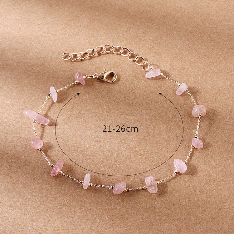 Damen Fußkettchen mit natürlichem Edelsteindekor und feinem Gliederdesign Shop Nory