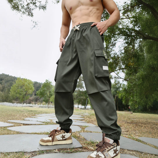 Herren Multifunktionale Cargo-Joggerhose mit elastischem Tunnelzugbund, verschließbaren Beintaschen und verstärkten Knieeinsätzen Shop Nory