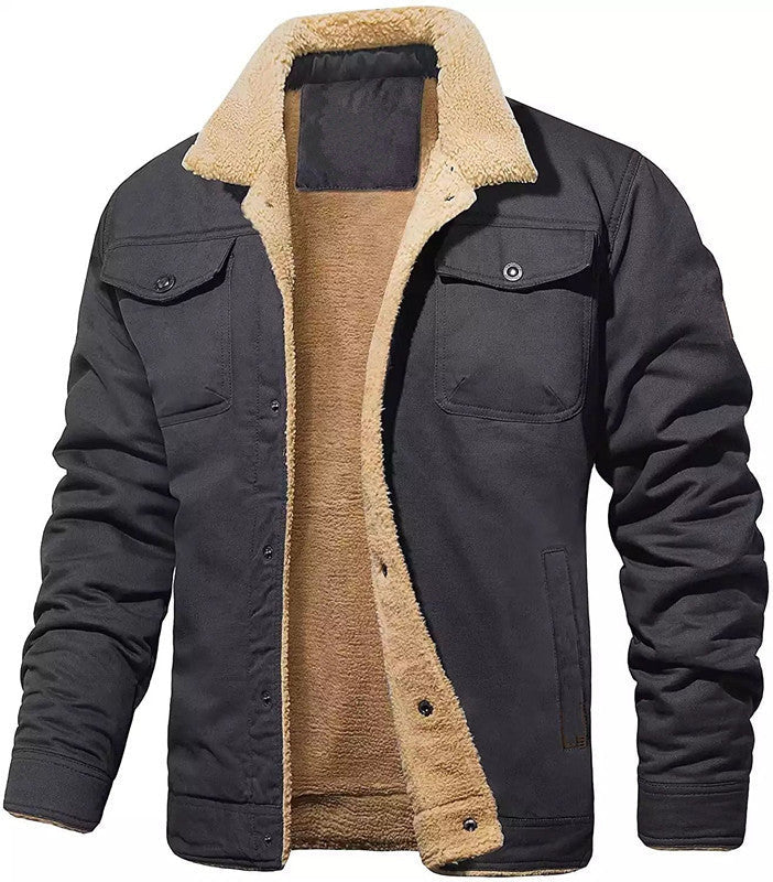 Herren gefütterte Steppjacke im Utility-Stil mit warmem Innenfutter