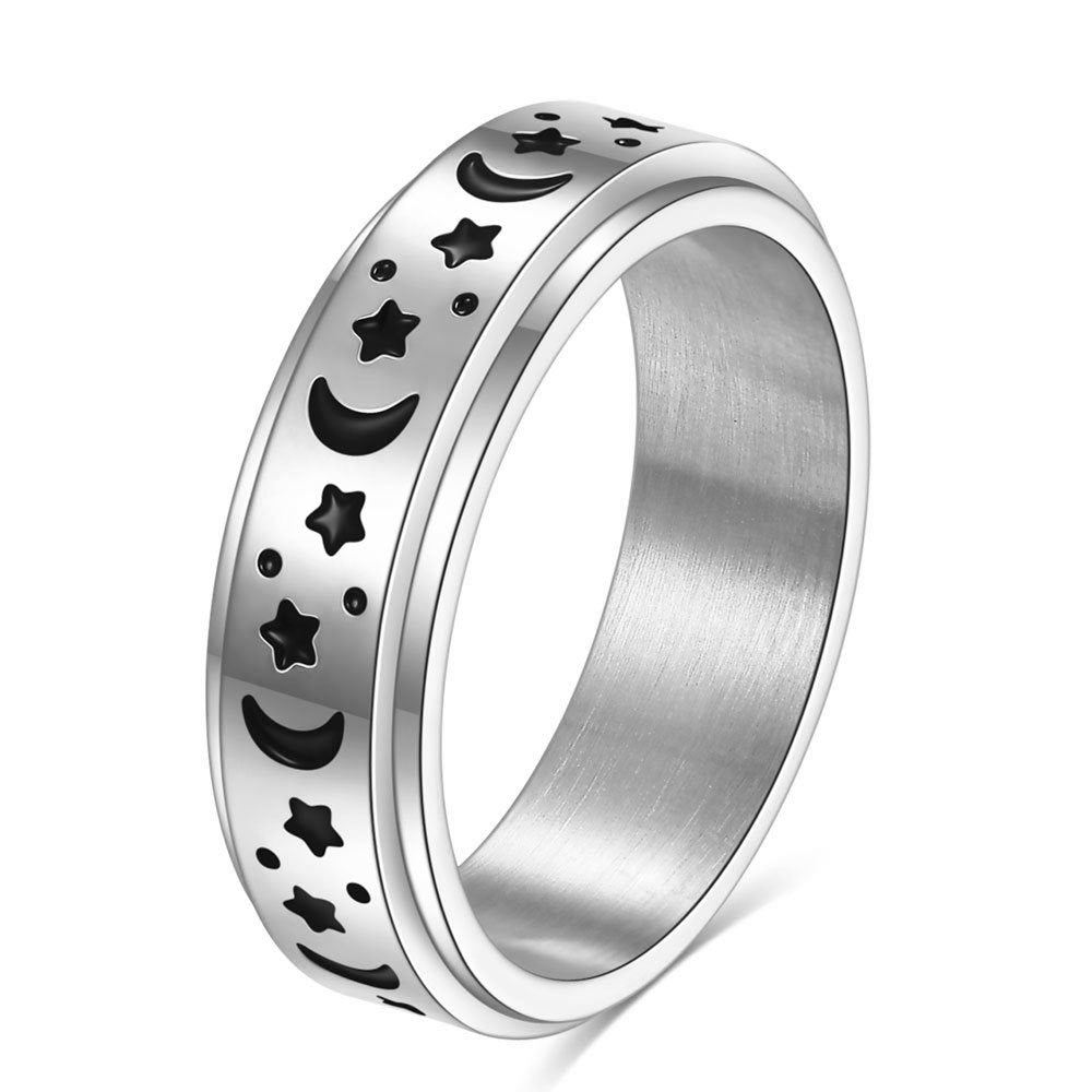 Herren Ring mit kunstvollem Mond- und Sternmotiv Shop Nory